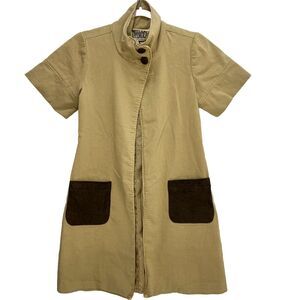 Millard Fillmore Anthropologie Jacket Duster Brown Leather Pockets Festival S